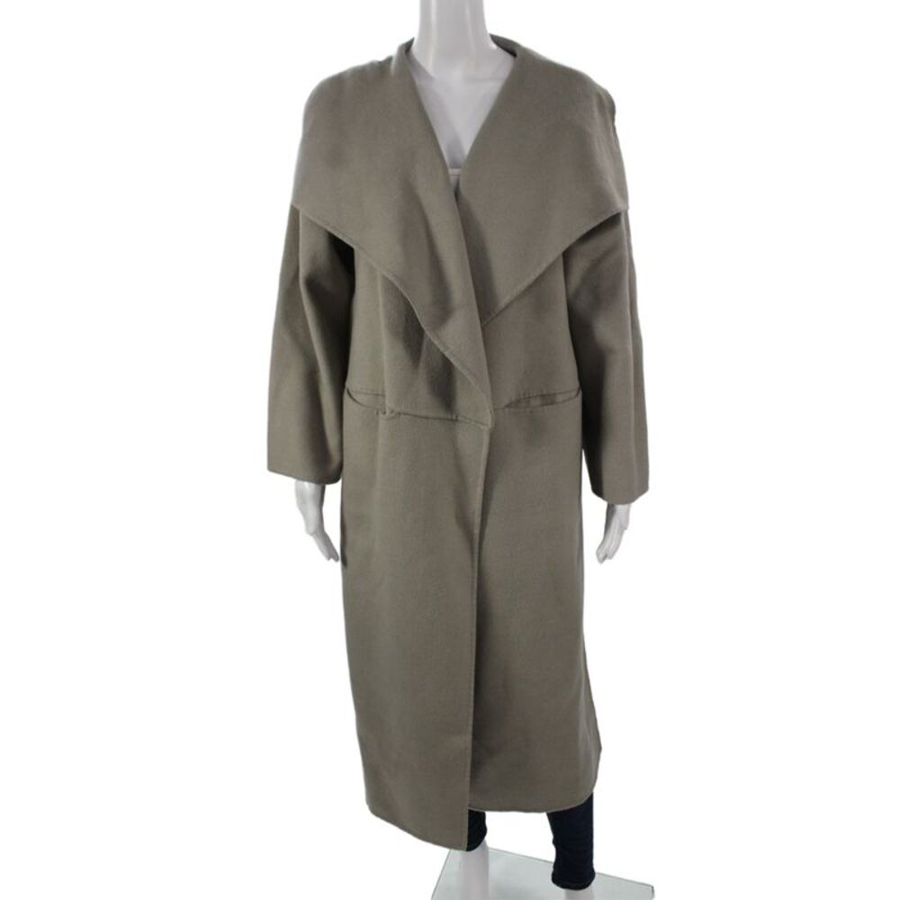 Toteme Women Overcoat Gray 3/4 Sleeve Wool Cashmere Blend Solid Size 2XS